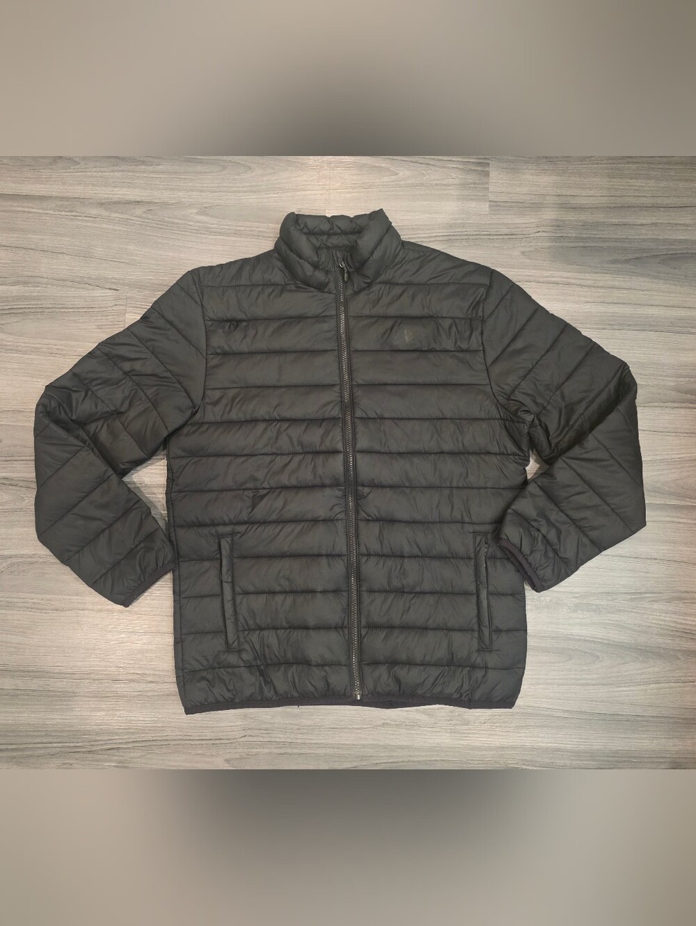 SWISS TECH Mens Puffer Jacket Full Zip Packable Lightweight Insulated Medium Blk